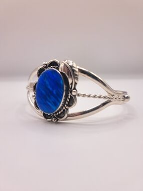 Sterling Silver Blue Stone Cuff Bracelet - Women Jewelry